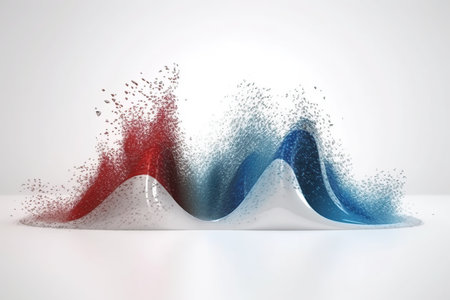 Red blue white abstract splash streamlined shape made with generative AIの素材