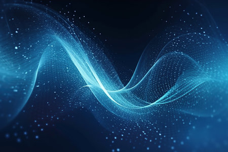 Blue abstract glowing wave made with generative AIの素材