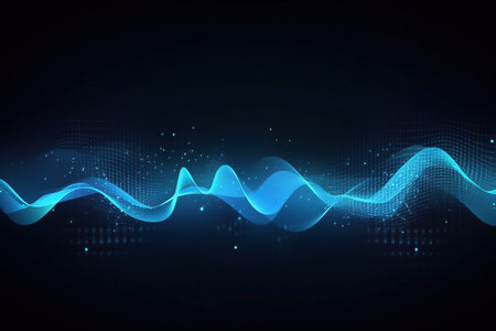 Blue abstract glowing wave made with generative AIの素材