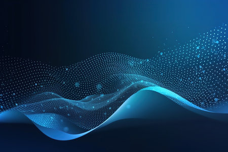 Blue abstract glowing wave made with generative AIの素材