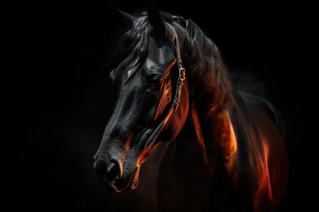 Image of black figure of a horse made with generative AIの素材