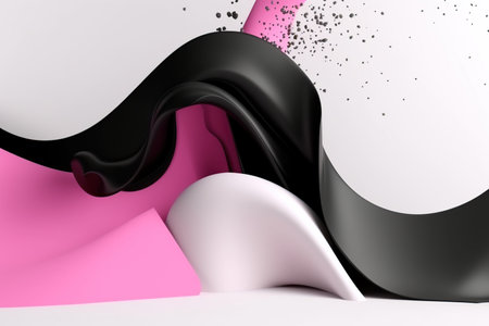Black pink white abstract wave acrylic texture made with generative AIの素材