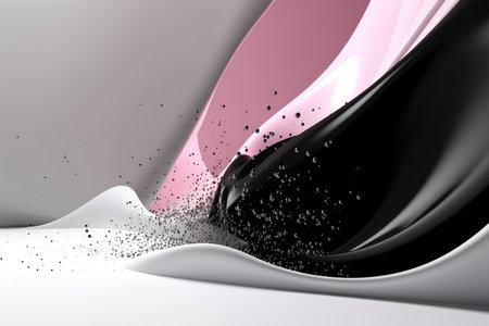 Black pink white abstract wave acrylic texture made with generative AIの素材
