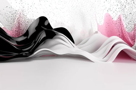 Black pink white abstract wave acrylic texture made with generative AIの素材