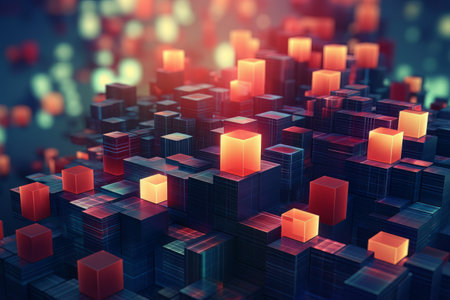 Network technology multicolored geometric abstract background. Aiの素材