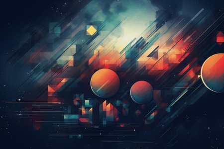 Network technology multicolored geometric abstract background. Aiの素材