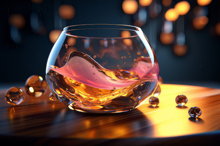 Decorative small aquarium or large glass filled with liquid metal made with generative Aiの素材