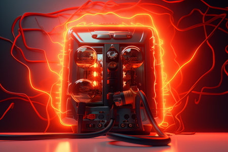 Electric power generator in neon lighting made with generative Aiの素材