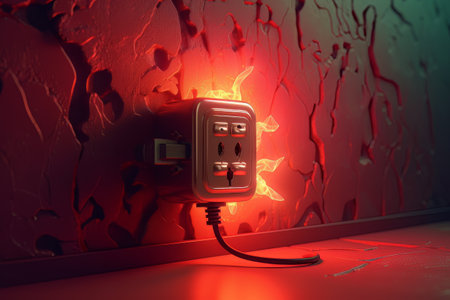 Electric power generator in neon lighting made with generative Aiの素材