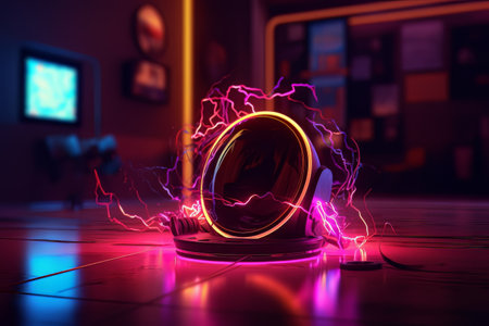Electric power generator in neon lighting made with generative Aiの素材
