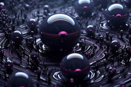 Futuristic abstract texture background with purple gradient waves and round elements AIの素材