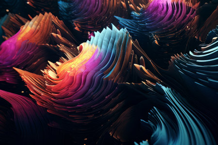 Futuristic background, textures with blue, pink and orange gradient waves AIの素材