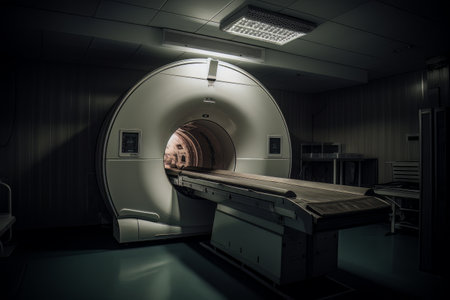 Room with an MRI scanner with art lighting AIの素材