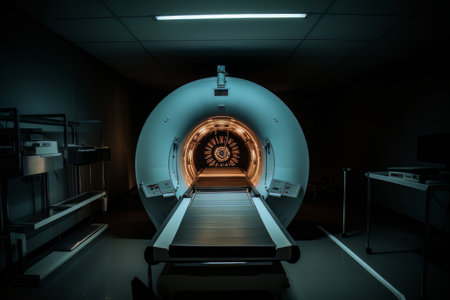 Room with an MRI scanner with art lighting AIの素材