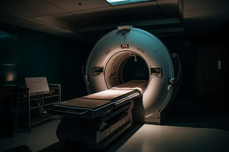 Room with an MRI scanner with art lighting AIの素材
