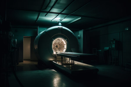 Room with an MRI scanner with art lighting AIの素材