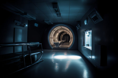 Room with an MRI scanner with art lighting AIの素材