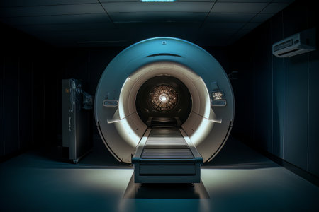 Room with an MRI scanner with art lighting AIの素材