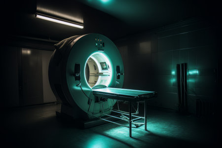 Room with an MRI scanner with art lighting AIの素材