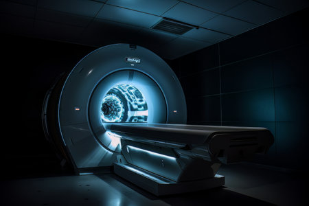 Room with an MRI scanner with art lighting AIの素材
