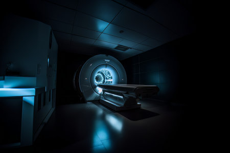 Room with an MRI scanner with art lighting AIの素材
