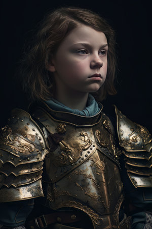 Female warrior dressed in dark ancient armor AIの素材