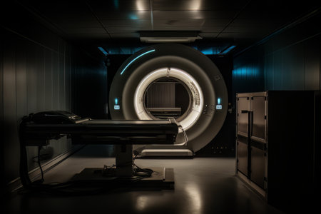 Room with an MRI scanner with art lighting AIの素材