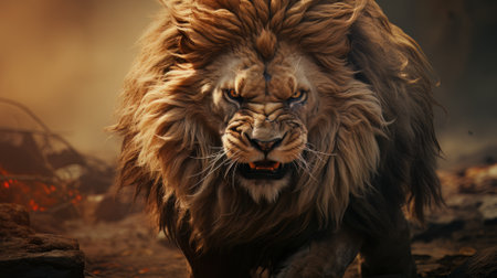 Cinematic 3d image realistic epic lion king made with generative AIの素材