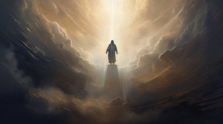 Second coming. Jesus Christ ascends to heaven AIの素材