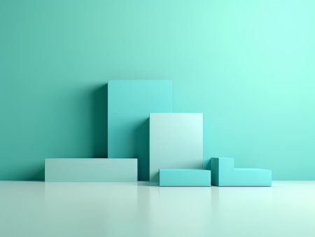 Abstract minimalistic contrast scene with geometric shapes. Green mint 3D visualization AIの素材