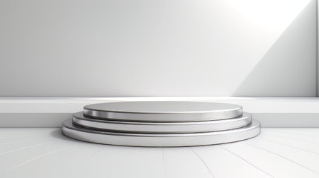 Abstract minimalistic white scene with geometric shapes. 3D visualization AIの素材