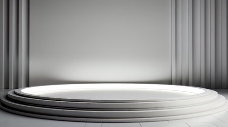 Abstract minimalistic white scene with geometric shapes. 3D visualization AIの素材