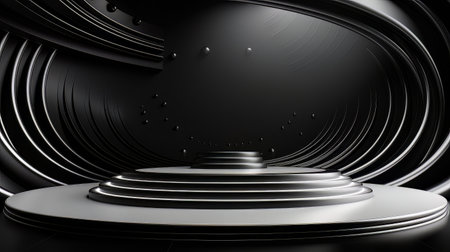 Abstract minimalistic black scene with geometric shapes. 3D visualization AIの素材