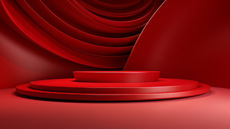 Abstract minimalistic red scene with geometric shapes. 3D visualization AIの素材