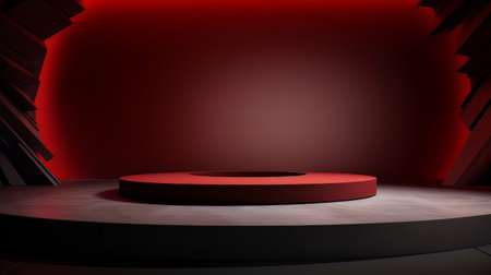 Abstract minimalistic red and black scene with geometric shapes. 3D visualization AIの素材