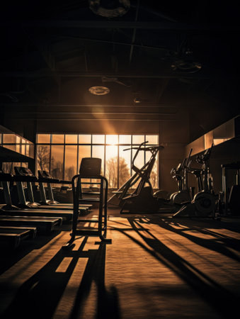 Gym background in low key AIの素材