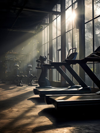 Gym background in low key AIの素材