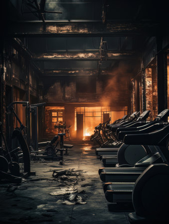 Gym background in low key AIの素材