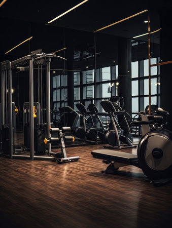 Gym background in low key AIの素材