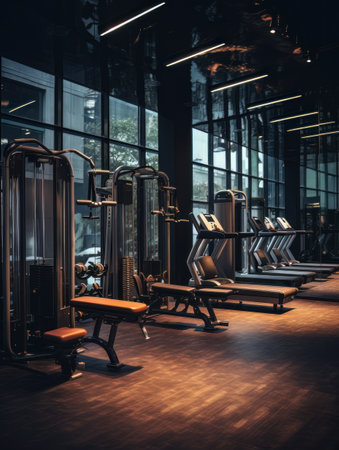 Gym background in low key AIの素材