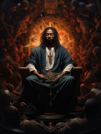 Abstract church religious fresco based on the Last Supper in African style AIの素材