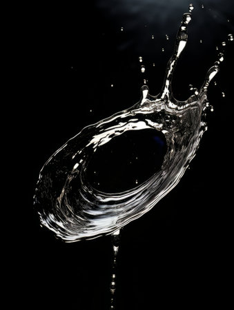 Abstract shape water drop on black background close up AIの素材