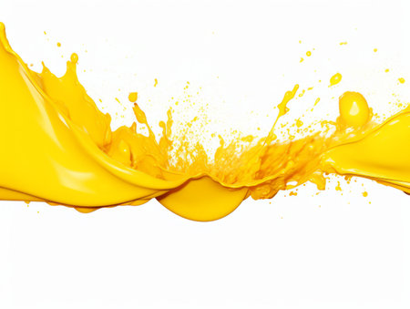 yellow paint splash on white backgroundの素材