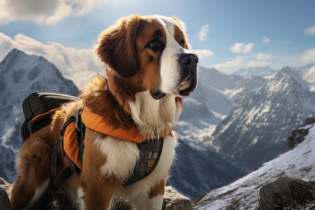 Rescue dog in the mountains AIの素材