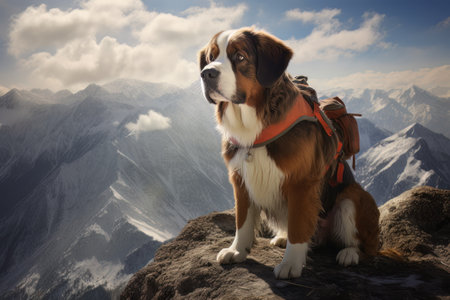 Rescue dog in the mountains AIの素材
