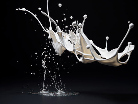 white paint splash on black backgroundの素材