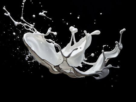 white paint splash on black backgroundの素材