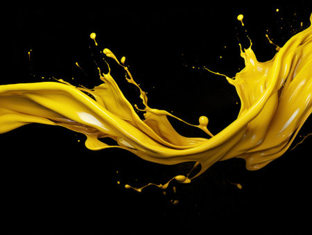 yellow paint splash on black backgroundの素材