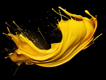 yellow paint splash on black backgroundの素材