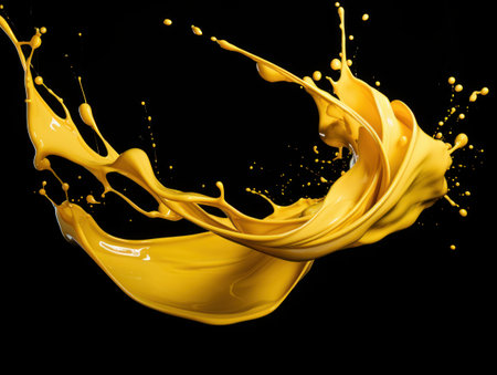 yellow paint splash on black backgroundの素材